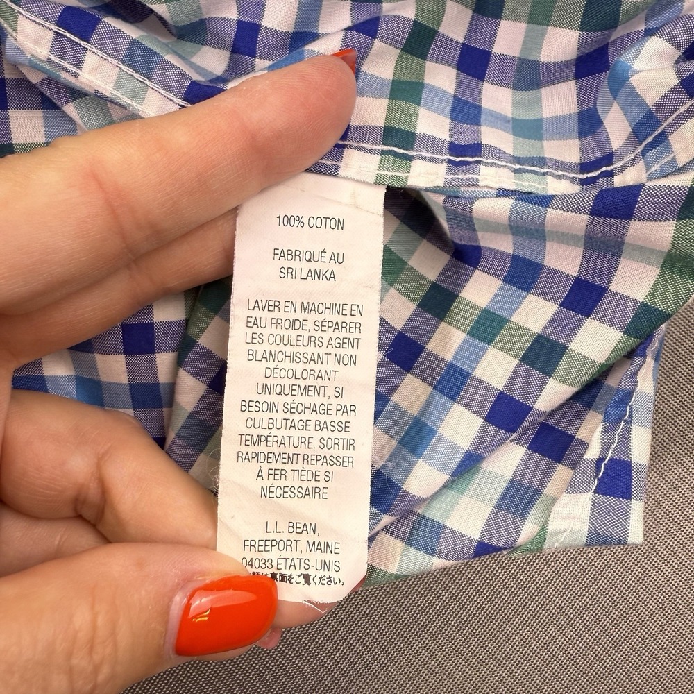LL Bean Shirt Mens M Tall Blue Plaid Check Traditional Fit Casual Outdoor Preppy - Picture 6 of 9